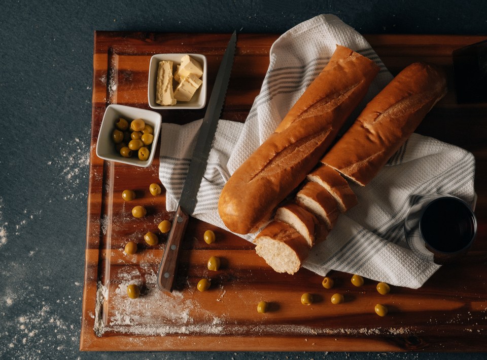 Baguettes on a cutting board